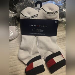 Tommy Hilfiger White and Black Cushion QUARTER CUT Socks